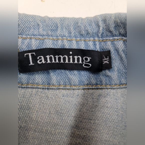 Rock Tour Jean Jacket with Lace Gypsy Bell Sleeves Upcycled Retro Rock Merc - Picture 14 of 14